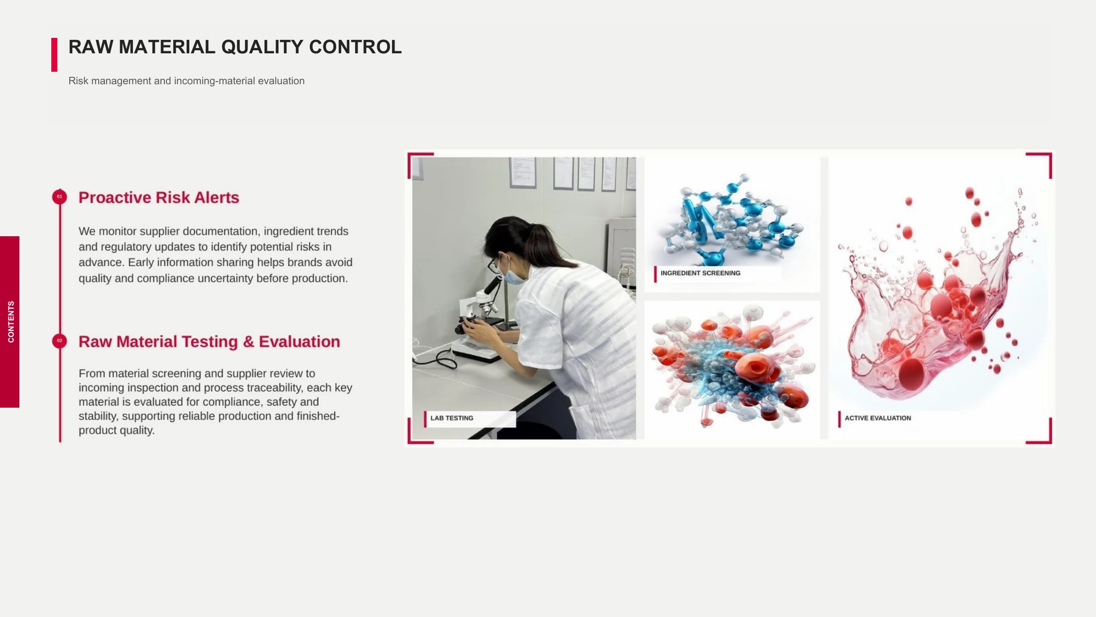Raw material quality control at Cowin